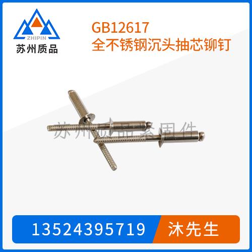 GB12617全不銹鋼沉頭抽芯鉚釘