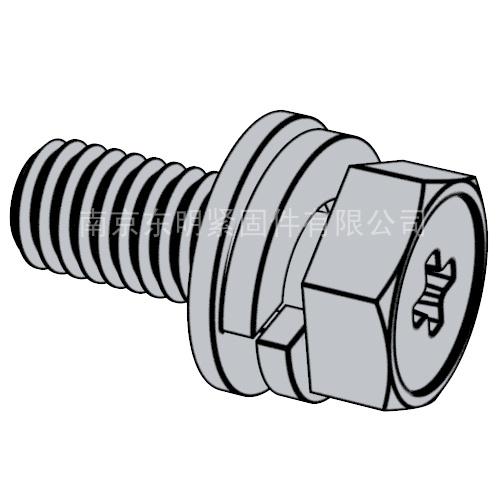 GB/T 9074.13 - 1988 十字槽凹穴六角頭螺栓、彈簧墊圈和平墊圈組合件